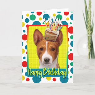Birthday Cupcake - Basenji Card