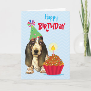 Birthday Cupcake Basset Card