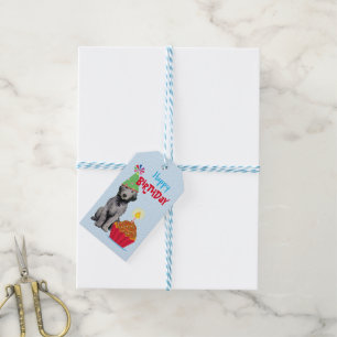 Birthday Cupcake Bedlington Terrier Gift Tags