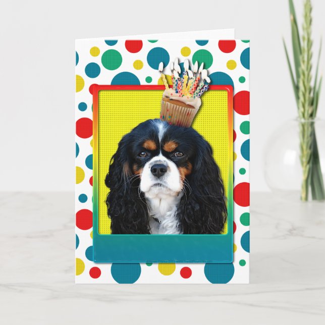 Birthday Cupcake - Cavalier - Tri-Colour Card (Front)