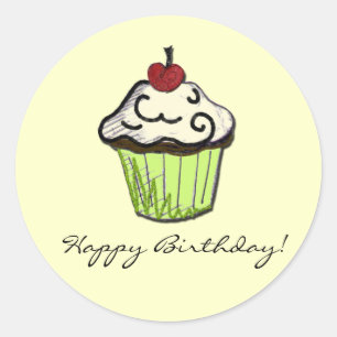 birthday cupcake classic round sticker