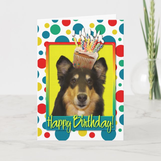 Birthday Cupcake - Collie - Caroline Card (Front)