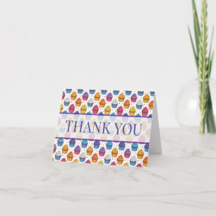 Birthday Cupcake Colourful Thank You Card