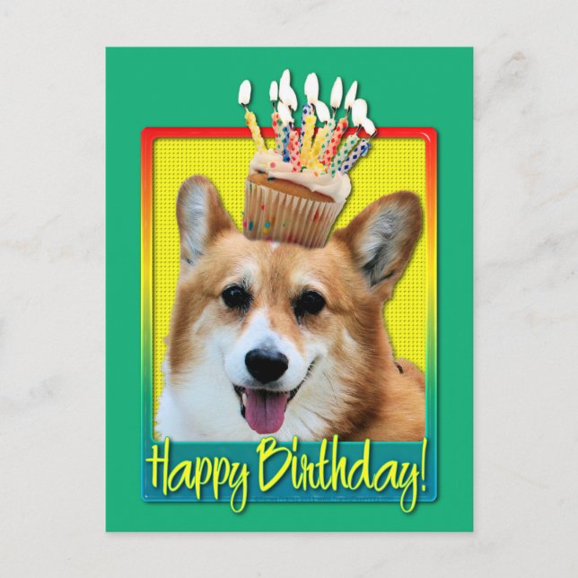 Birthday Cupcake - Corgi - Owen Postcard (Front)
