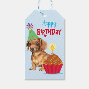 Birthday Cupcake Dachshund Gift Tags