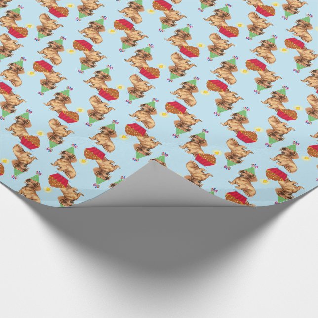 Birthday Cupcake Dachshund Wrapping Paper (Corner)