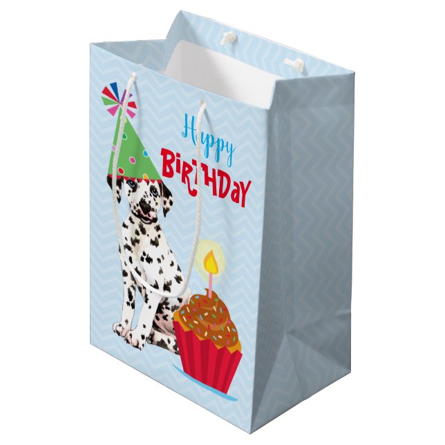 Birthday Cupcake Dalmatian Medium Gift Bag (Front Angled)