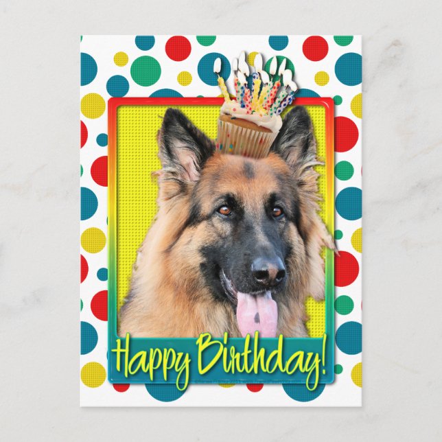 Birthday Cupcake - German Shepherd - Chance Postcard (Front)