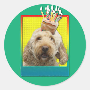 Birthday Cupcake - GoldenDoodle Classic Round Sticker