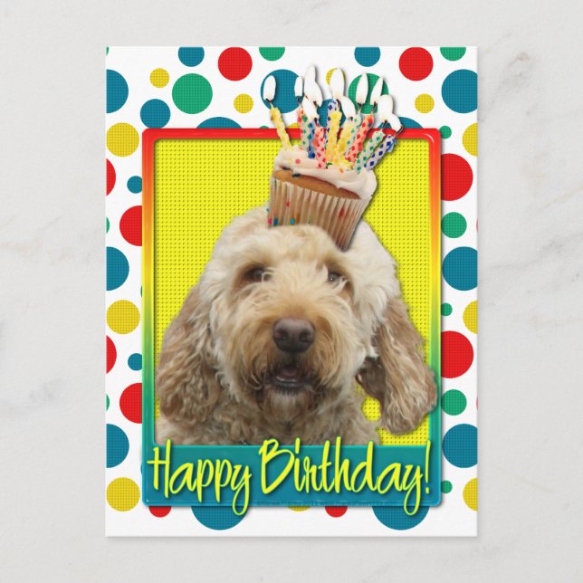 Birthday Cupcake - GoldenDoodle Postcard (Front)