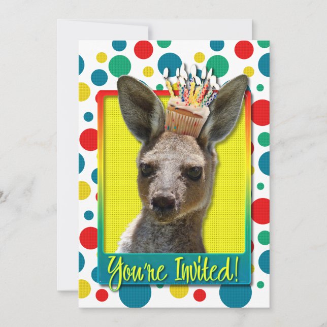 Birthday Cupcake - Kangaroo Invitation (Front)