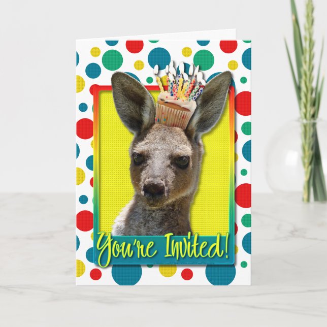 Birthday Cupcake - Kangaroo Invitation (Front)