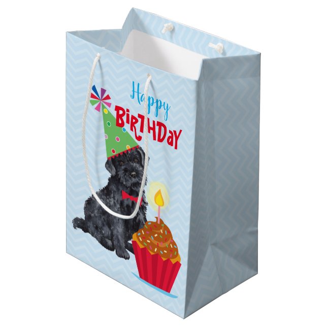 Birthday Cupcake Kerry Blue Terrier Medium Gift Bag (Front Angled)