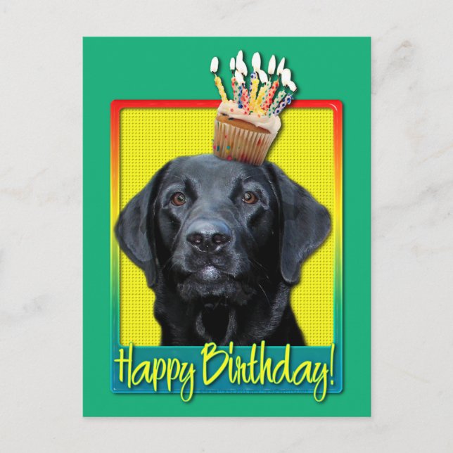 Birthday Cupcake - Labrador - Black - Gauge Postcard (Front)