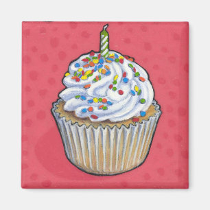 Birthday cupcake magnet