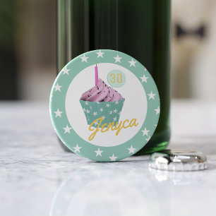 Birthday Cupcake Monogram Bottle Opener