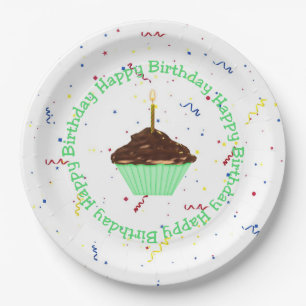 Birthday Cupcake  Paper Plate
