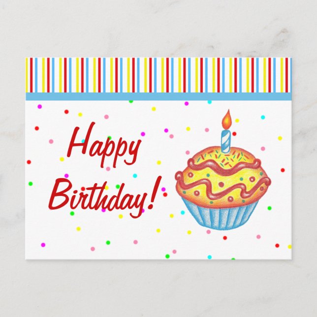 Birthday Cupcake Postcard (Front)