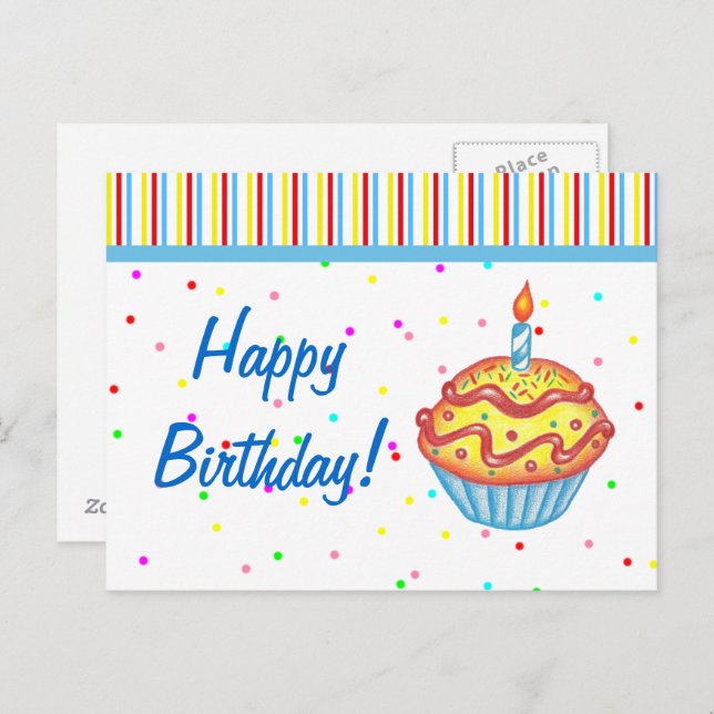 Birthday Cupcake Postcard (Front/Back)