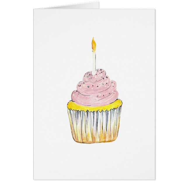 Birthday Cupcake Print Birthday Card (Front)