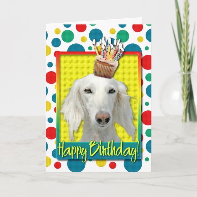 Birthday Cupcake - Saluki Card (Front)