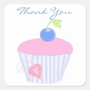 Birthday Cupcake Thank You Square Sticker