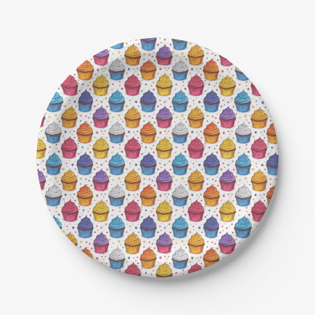 Birthday Cupcake Themed  Paper Plate (Front)