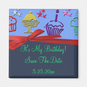 Birthday Cupcake Treat Surprise Save Date Magnet