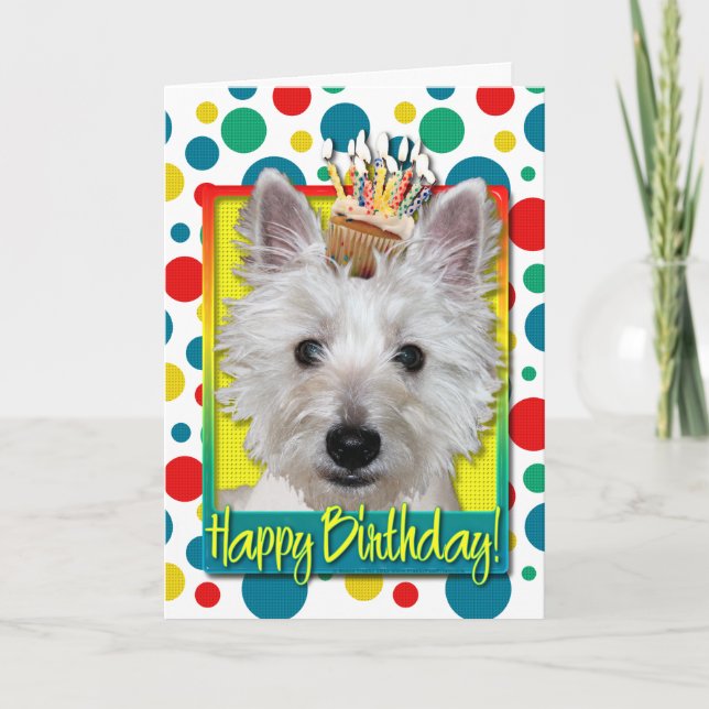 Birthday Cupcake - Westie - Tank Card (Front)