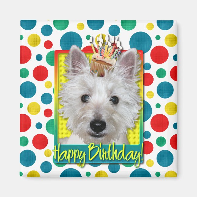 Birthday Cupcake - Westie - Tank Magnet (Front)
