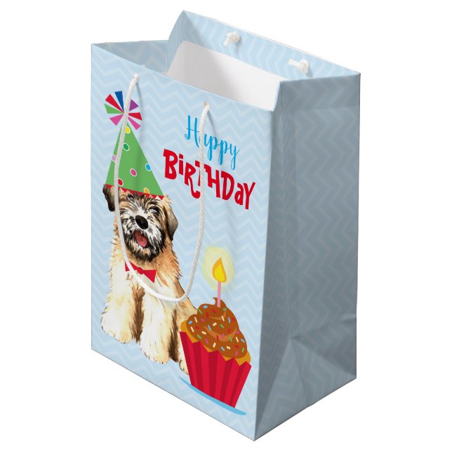 Birthday Cupcake Wheaten Terrier Medium Gift Bag (Front Angled)