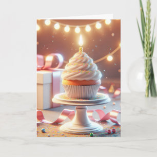 Birthday Cupcake With Candle Card