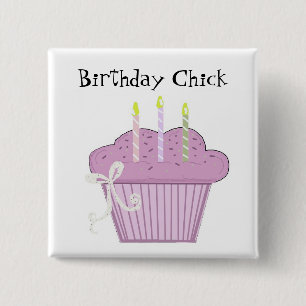 Birthday Cupcake with Candles 15 Cm Square Badge