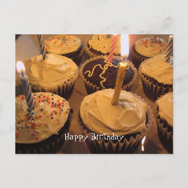 Birthday Cupcake with Candles Postcard (Front)