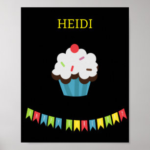 BIRTHDAY CUPCAKE WITH PERSONALIZED NAME POSTER