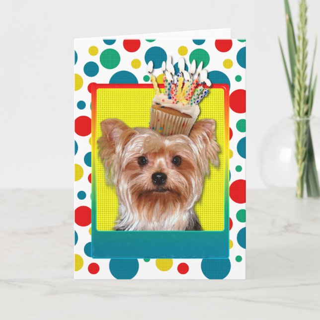 Birthday Cupcake - Yorkshire Terrier Card (Front)