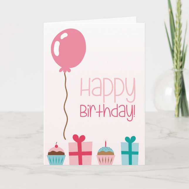 Birthday Cupcakes & Gifts Card (Front)