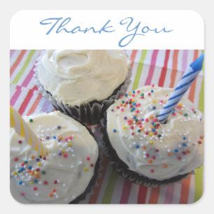 Birthday Cupcakes Thank You Square Sticker