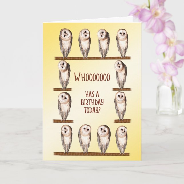 Birthday, Curious Owls Card (Orchid)