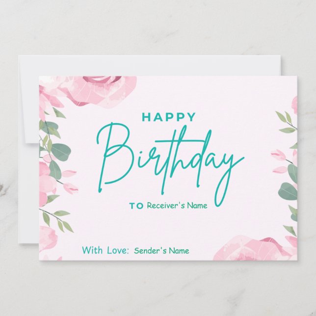 Birthday Custom Digital Floral Holiday Card (Front)