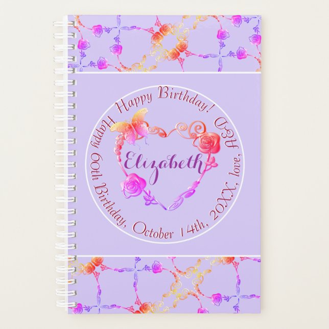 Birthday/Custom Event Rose Heart Planner (Front)