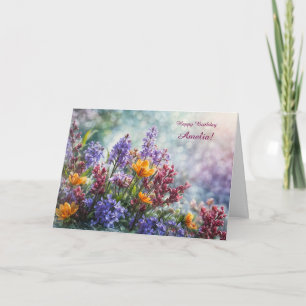 Birthday Custom Name Any Name Pretty Flower  Card