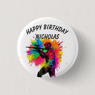 Birthday Custom Name Paintball  3 Cm Round Badge