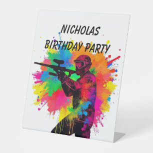 Birthday Custom Name Paintball  Pedestal Sign