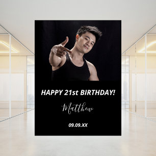 Birthday custom photo black white modern guy