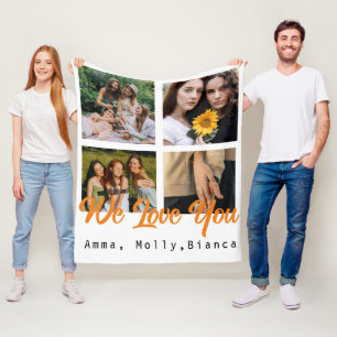 Birthday custom photo collage black Whit friends  Fleece Blanket