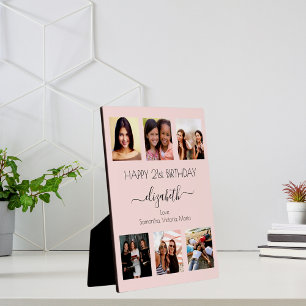 Birthday custom photo collage rose gold friends plaque