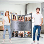 Birthday custom photo collage silver best friends  fleece blanket<br><div class="desc">A gift from friends for a woman's 21st birthday, celebrating her life with a collage of 6 of your high quality photos of her, her friends, family, interest or pets. Personalise and add her name, age 21 and your names. Black text. A faux silver metallic looking background. Her name is...</div>