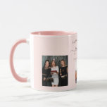 Birthday custom photo friends blush pink chic mug<br><div class="desc">A gift from friends for a woman's 21st birthday, celebrating her life with 3 of your photos of her, her friends, family, interest or pets. Personalize and add her name, age 21 and your names. Black colored letters. A girly, feminine blush pink, rose gold colored background. Her name is written...</div>
