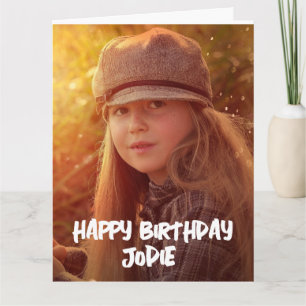 BIRTHDAY CUSTOM PHOTO MODERN SCRIPT GREETING CARD